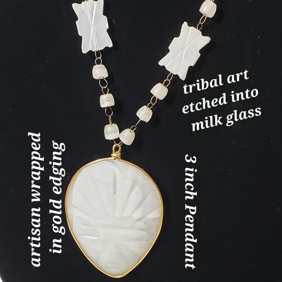 Handmade Vintage Artisan Tribal Carved Pendant Necklace - Picture 2 of 7